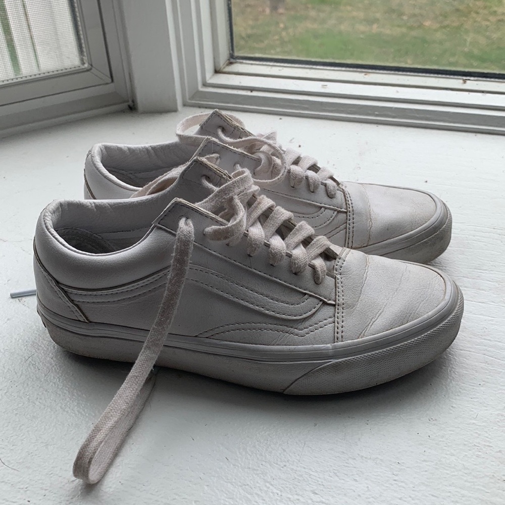 White Leather Vans